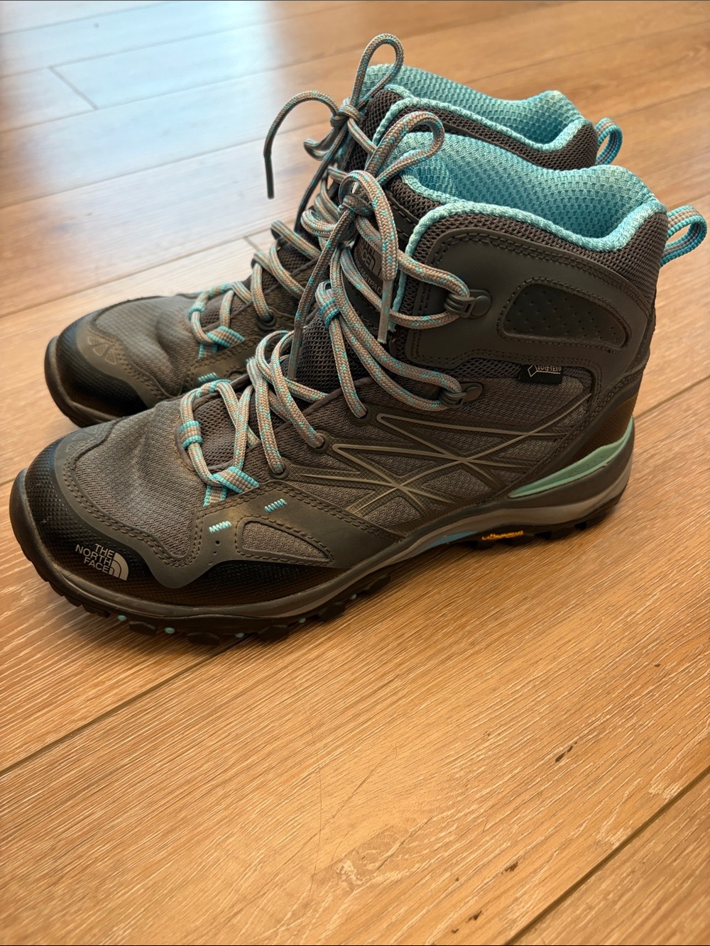 The North Face Women's Gray & Teal Lace-Up Hiking Boots